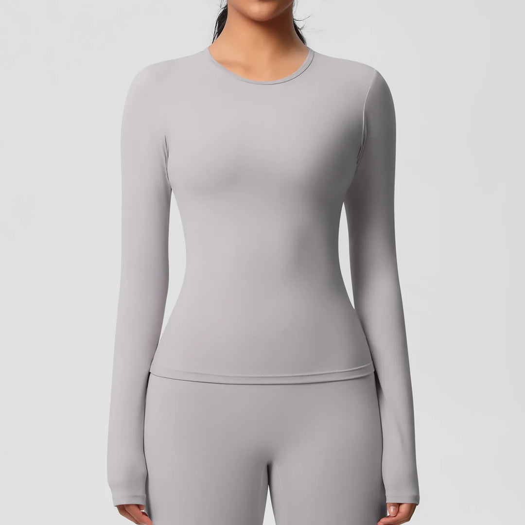 Luxurious Breathable Contoured Long Sleeve Yoga Top Nylon