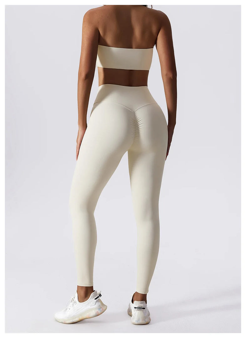 Strapless Padded Yoga Sports Bra Contour Silhouette