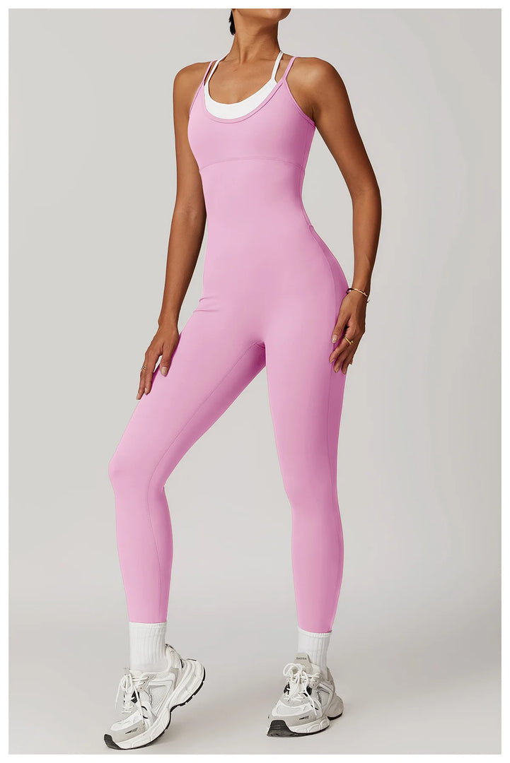 Color Blocking Seamless Yoga Jumpsuit Exquisite Fit
