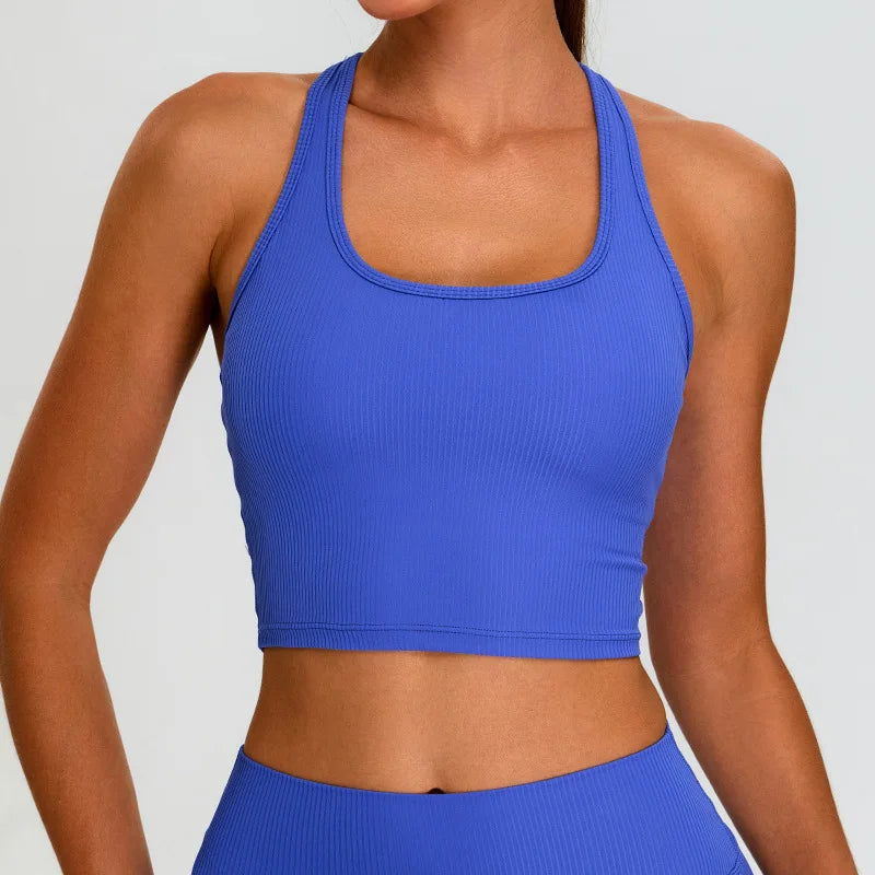 High Impact Ribbed Contour Sport Bra Breathable For Running