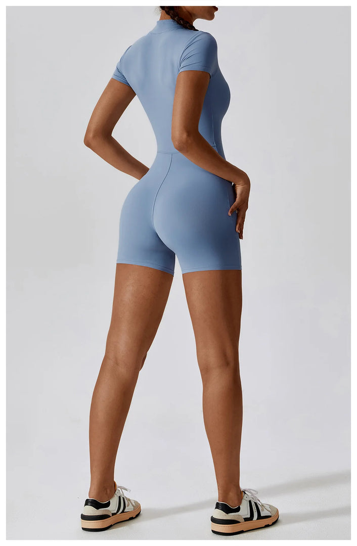 Seamless Contour Zippered Yoga Bodysuit Performance
