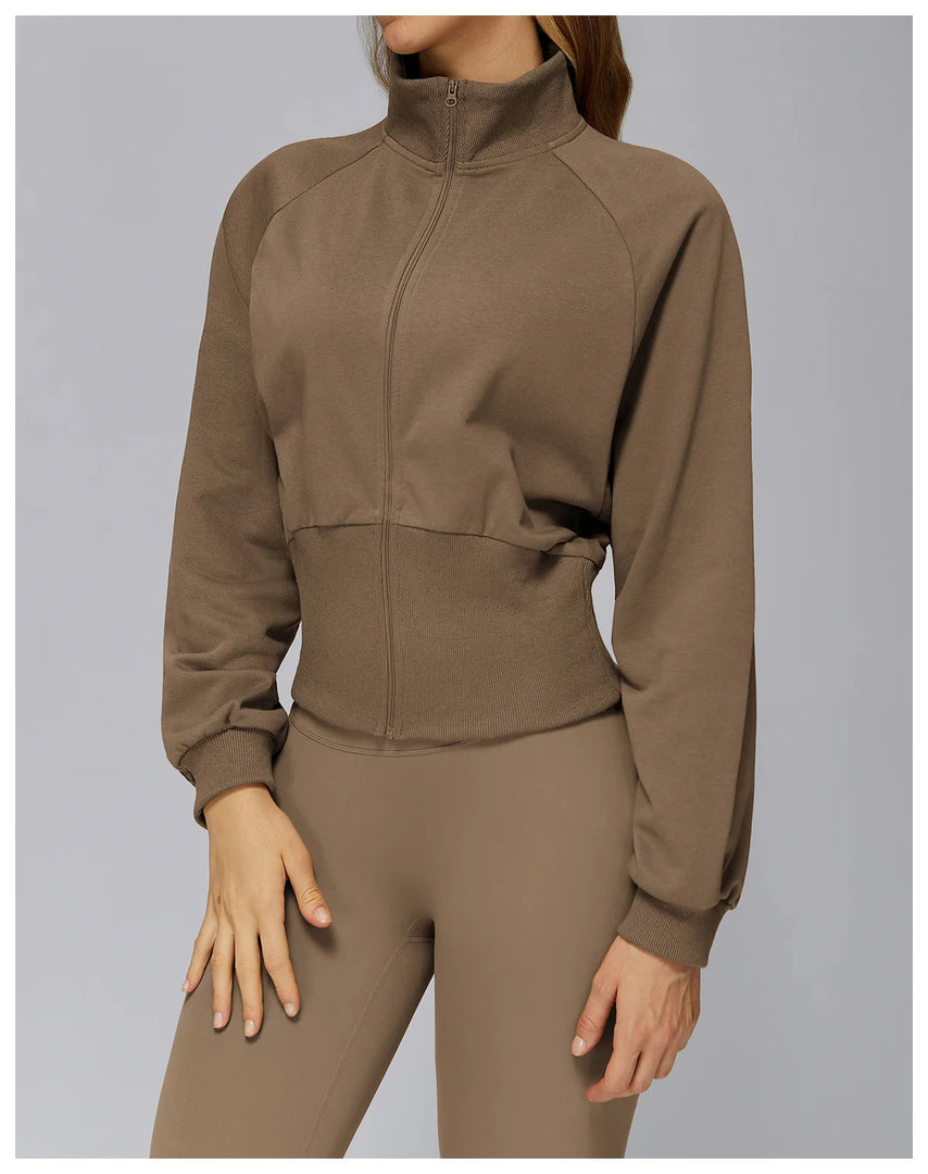 Wind Proof Zip Front Standing Collar Sweat Shirt Regular Fit