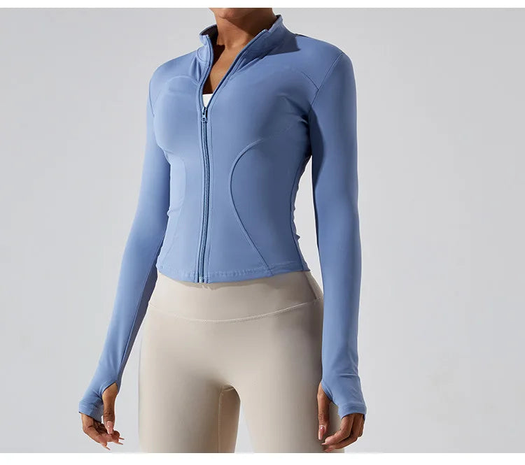 Zippered Studio Contoured Long Sleeve Sports Jacket