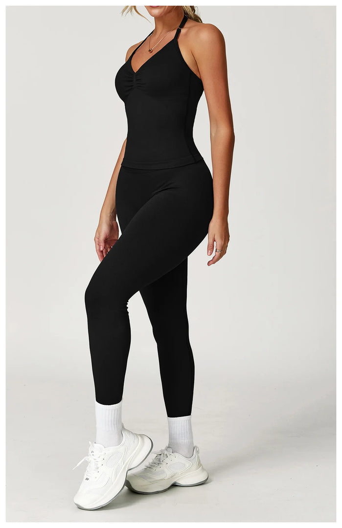 Breathable Contoured Halter Crop Sports Bra With Padding