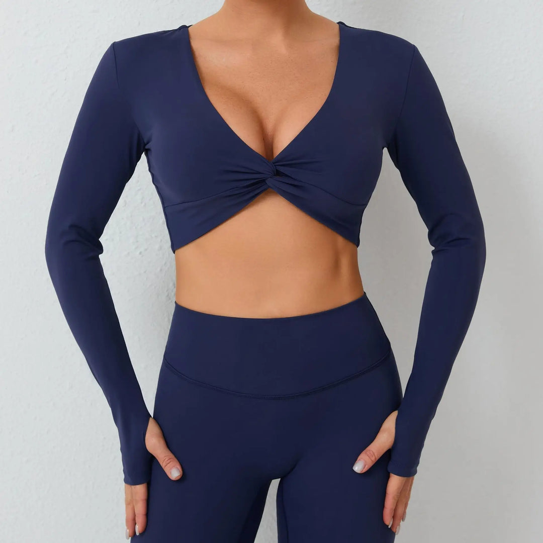 Seamless Ultra Soft Long Sleeve Yoga Crop Removable Pads