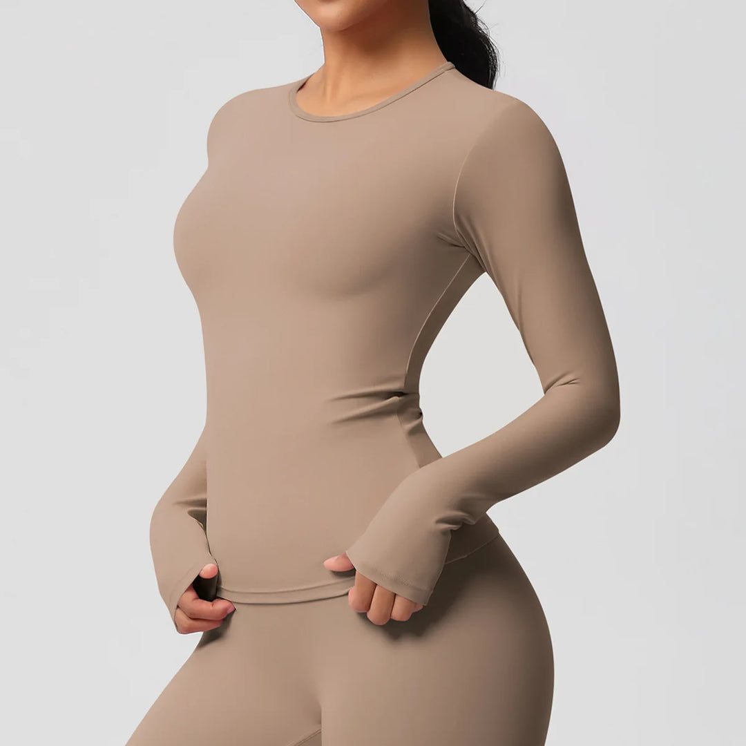Luxurious Breathable Contoured Long Sleeve Yoga Top Nylon