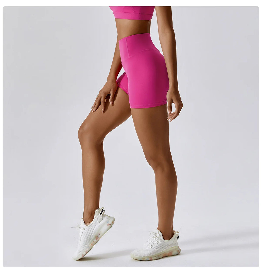 High Waist Yoga Shorts Contour Moisture Wicking Breathable