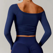 Performance Contour Knit Long Sleeve Yoga Top Nylon Spandex