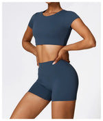 Load image into Gallery viewer, Seamless Contour Fit Yoga Crop Top Light Weight Nylon Knit
