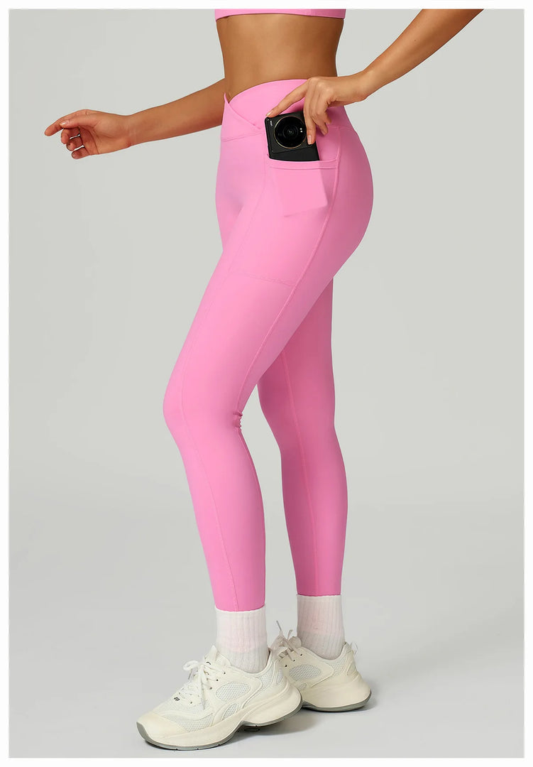 Cross Waist High Rise Contoured Elegance Yoga Leggings