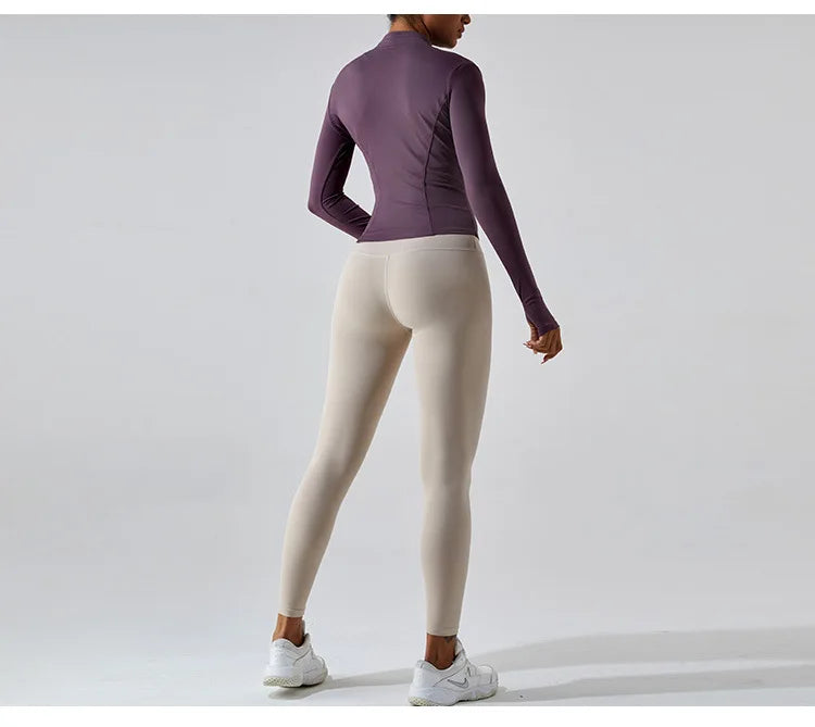 Zippered Studio Contoured Long Sleeve Sports Jacket