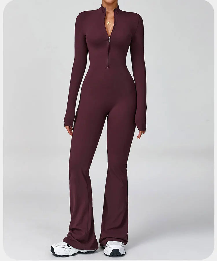 Zippered Contour Seamless Yoga Jump Suit Performance