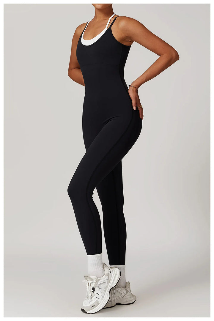 Color Blocking Seamless Yoga Jumpsuit Exquisite Fit