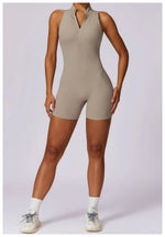 Load image into Gallery viewer, Luxurious Contour Performance Zip Front Yoga Romper
