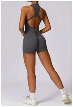 Load image into Gallery viewer, Luxurious Contour Performance Zip Front Yoga Romper
