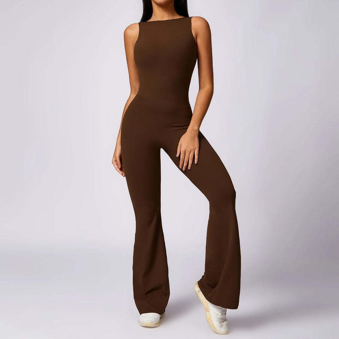 Sculpted Yoga Jumpsuit Ultra Breathable Nylon Knit Fabric