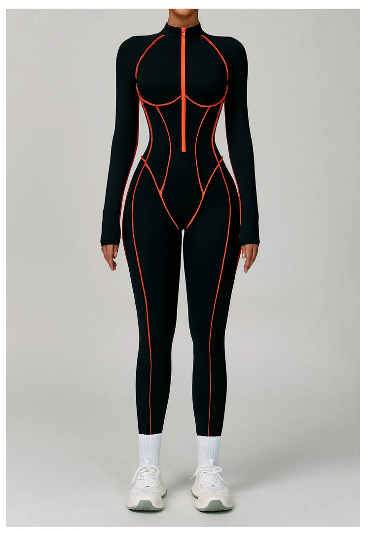 Premium Contour Seamless Breathable Jumpsuit With Front Zip