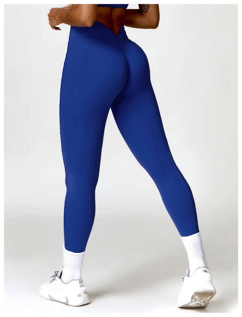 V Back Swept High Waist Contoured Leggings With Performance
