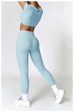 Load image into Gallery viewer, Seamless Sculpted Yoga Core Set Leggings Ribbed Contour
