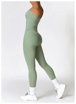 Load image into Gallery viewer, Seamless Sculpted Yoga Core Set Leggings Ribbed Contour
