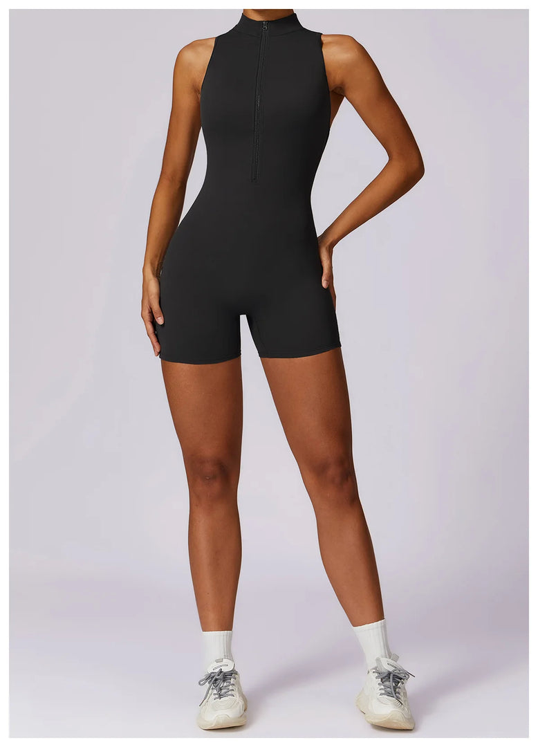 Luxurious Contour Performance Zip Front Yoga Romper