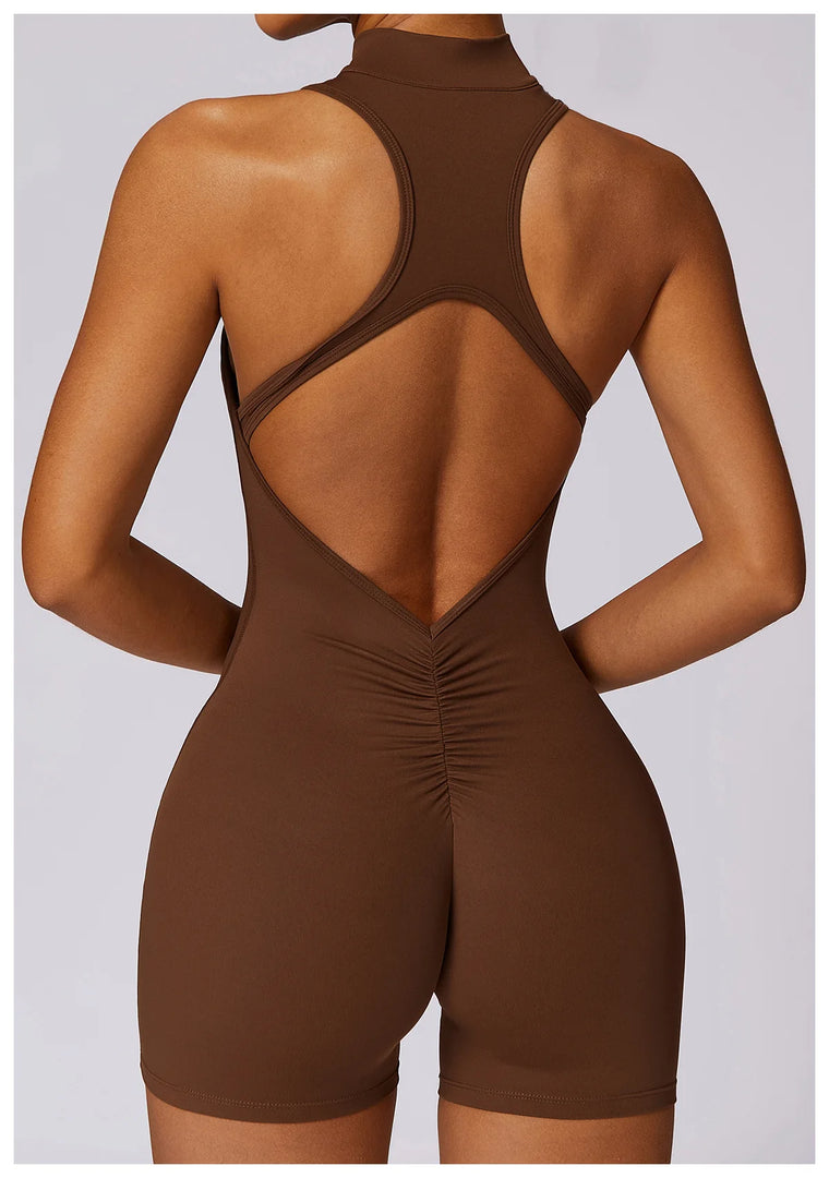 Luxurious Contour Performance Zip Front Yoga Romper