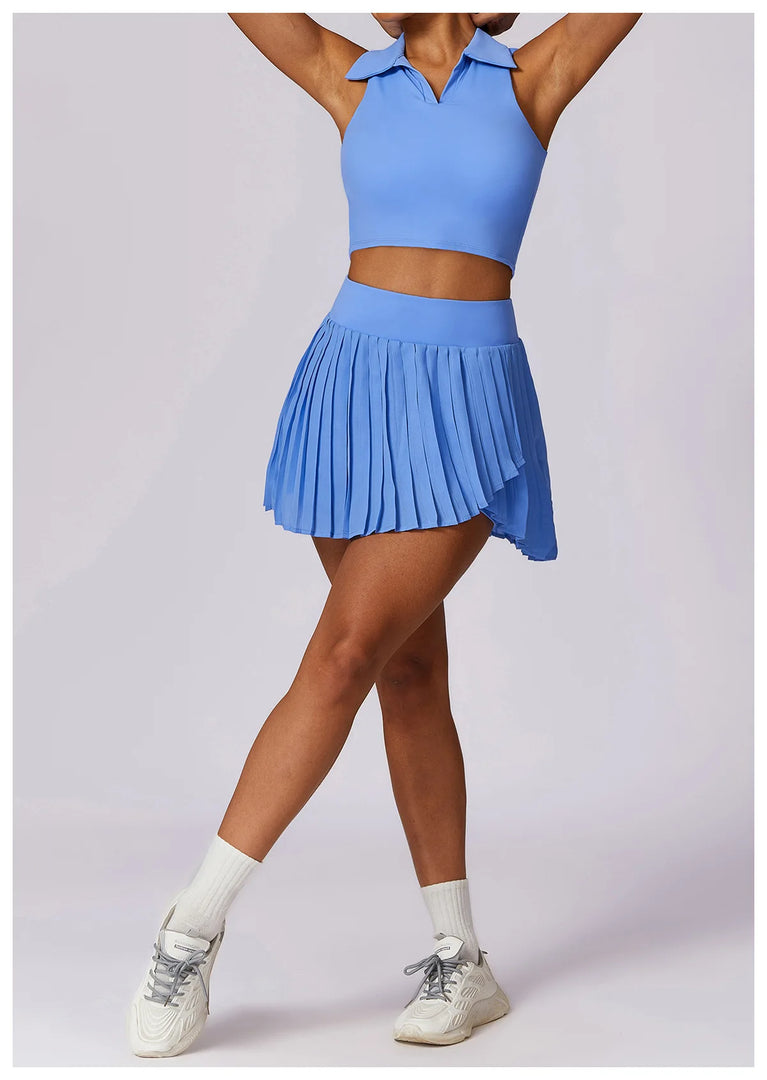Pocketed High Waist Tennis Skirt Performance Wear Nylon