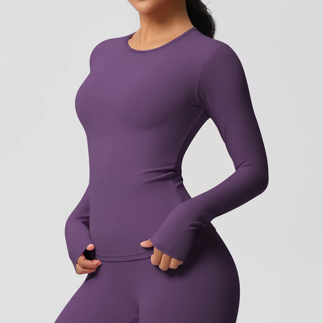 Luxurious Breathable Contoured Long Sleeve Yoga Top Nylon