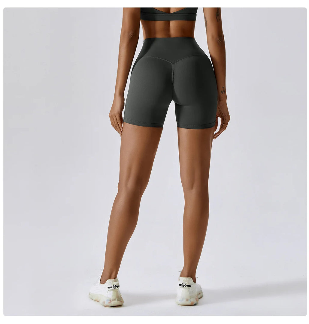 High Waist Yoga Shorts Contour Moisture Wicking Breathable
