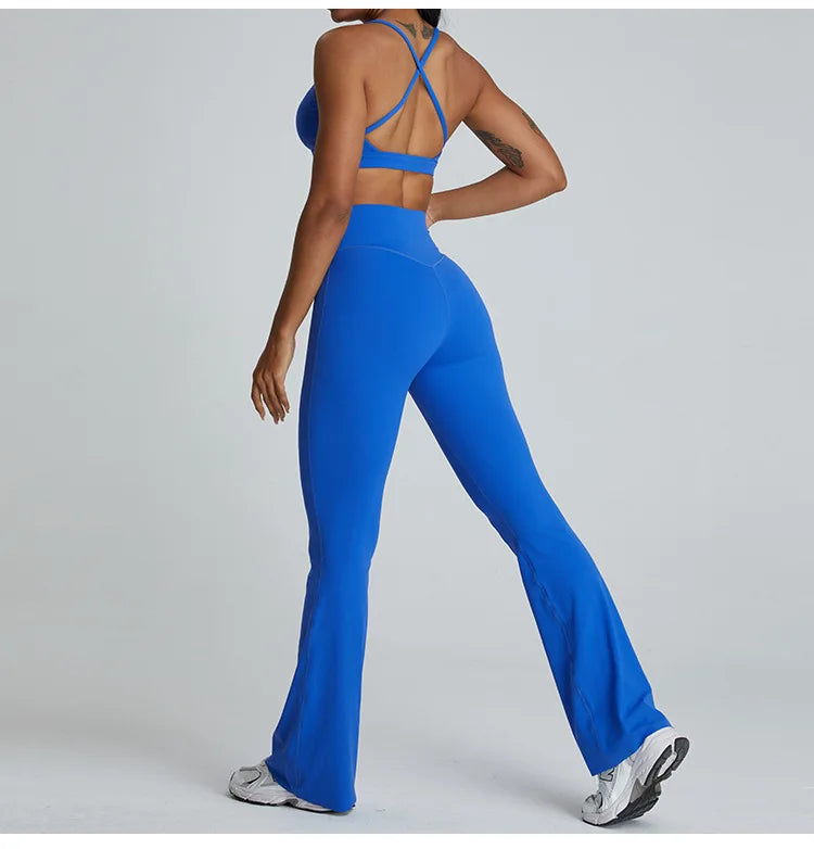 Seamless High Waist Contoured Flare Leggings For Training