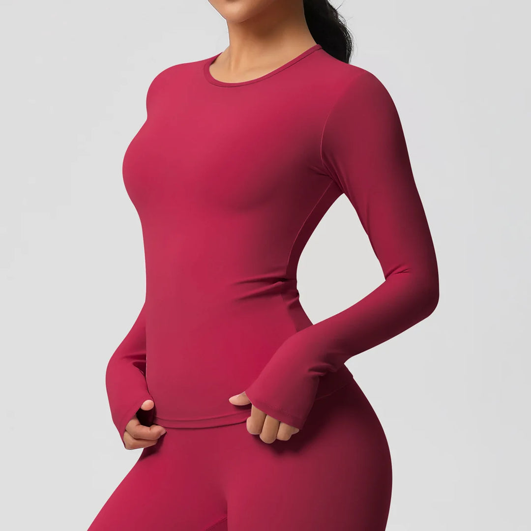 Luxurious Breathable Contoured Long Sleeve Yoga Top Nylon