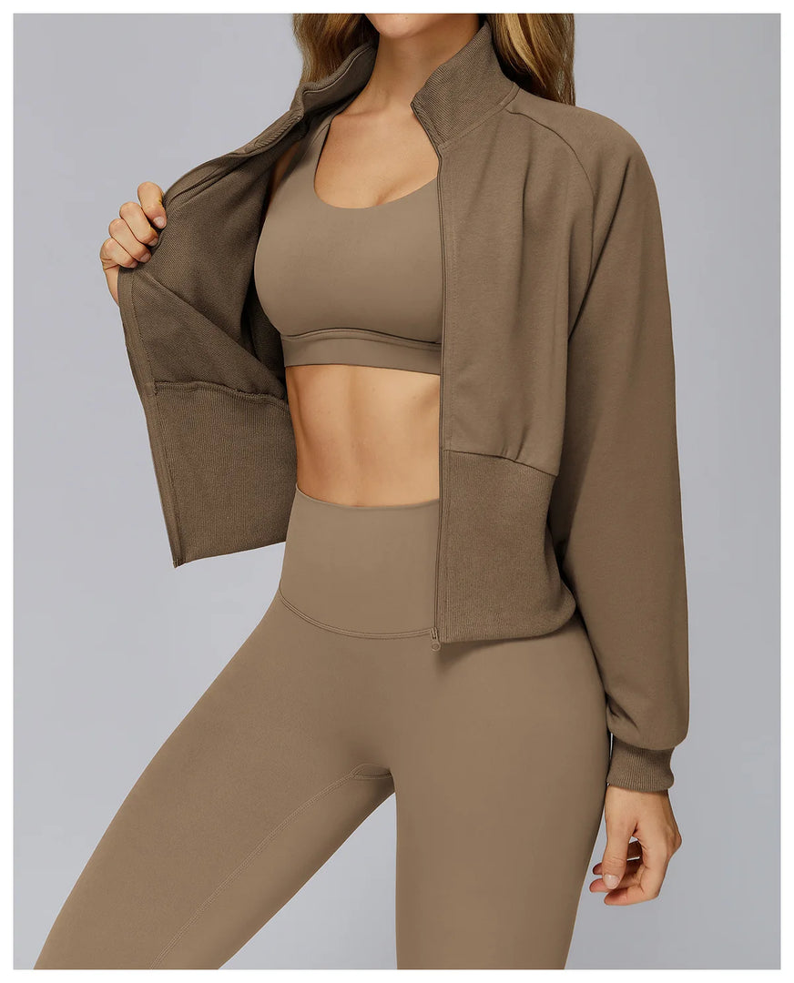 Wind Proof Zip Front Standing Collar Sweat Shirt Regular Fit