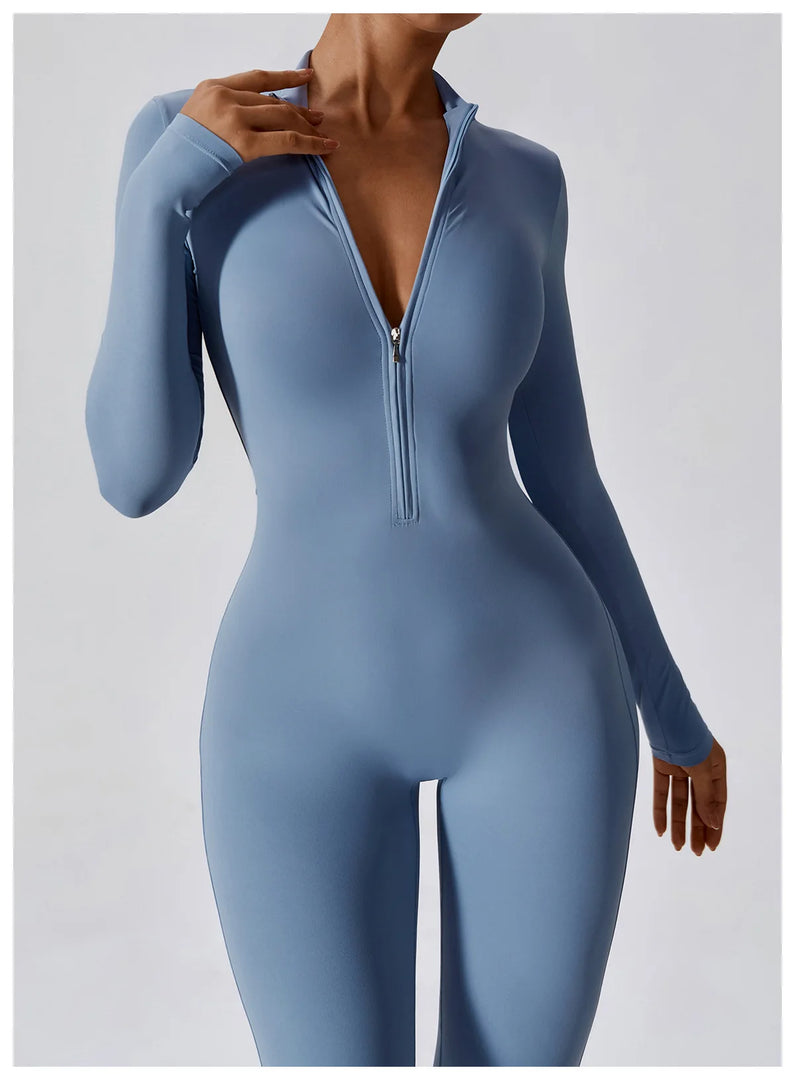 Zippered Contour Yoga Jumpsuit With Performance Gear