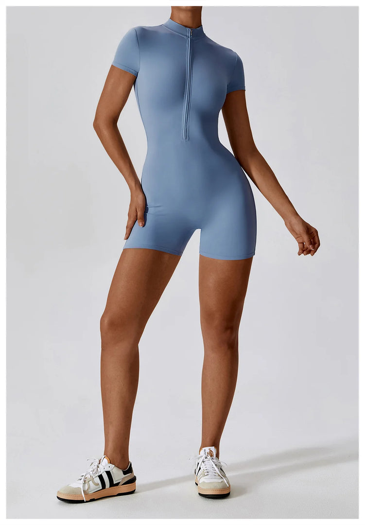 Seamless Contour Zippered Yoga Bodysuit Performance