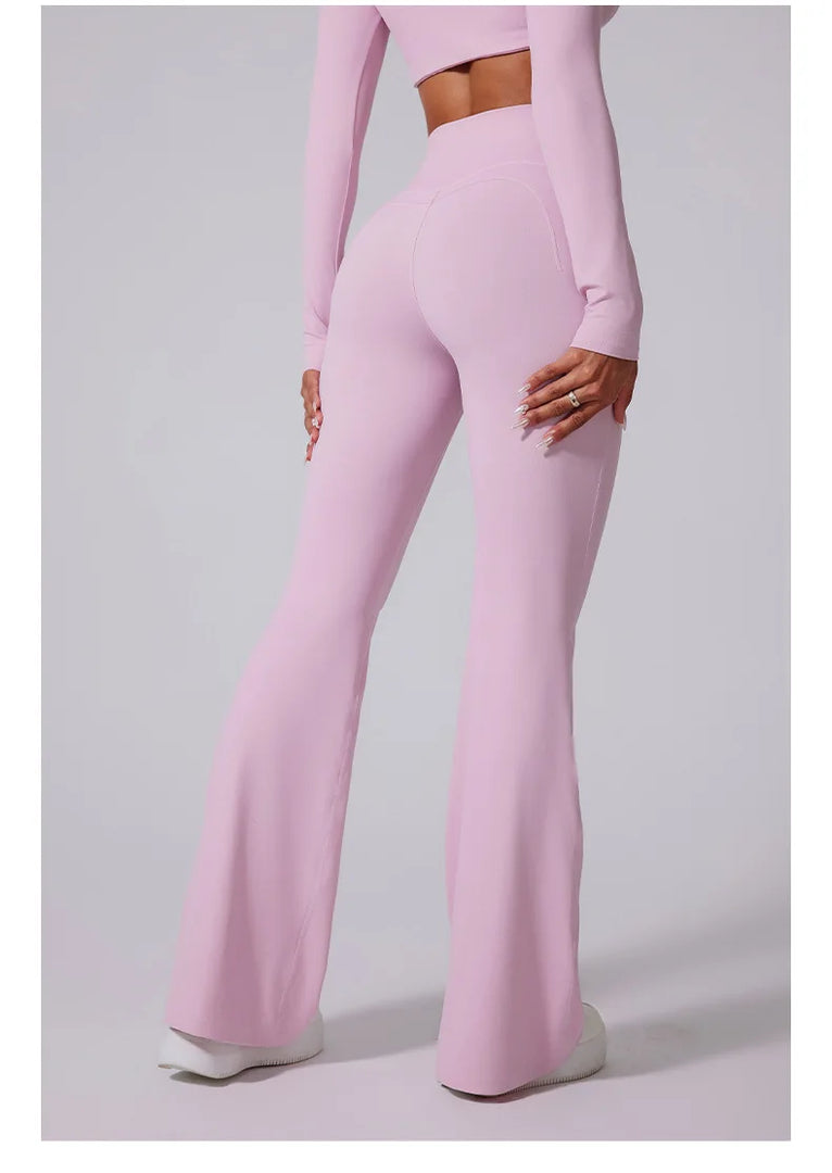 High Waist Contoured Flared Soft Leggings With Coverage