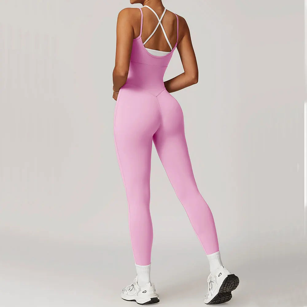 Color Blocking Seamless Yoga Jumpsuit Exquisite Fit