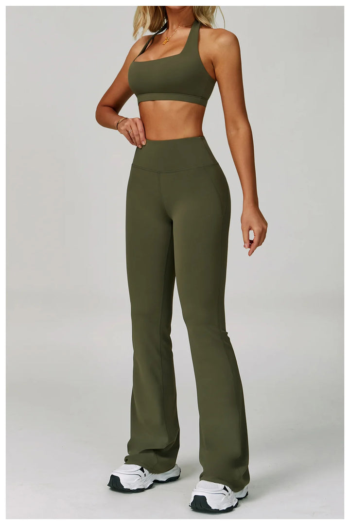 Ribbed Breathable Hanging Neck Sports Bra Performance