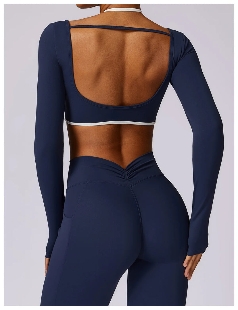 Luxurious Backless Yoga Top Breathable Contour Performance