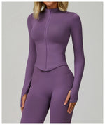 Load image into Gallery viewer, Seamless Contour Yoga Top With Zippered Long Sleeve

