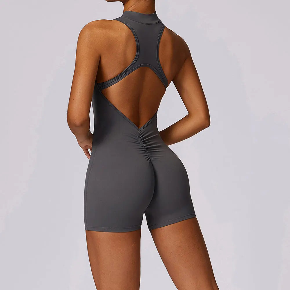 Luxurious Contour Performance Zip Front Yoga Romper