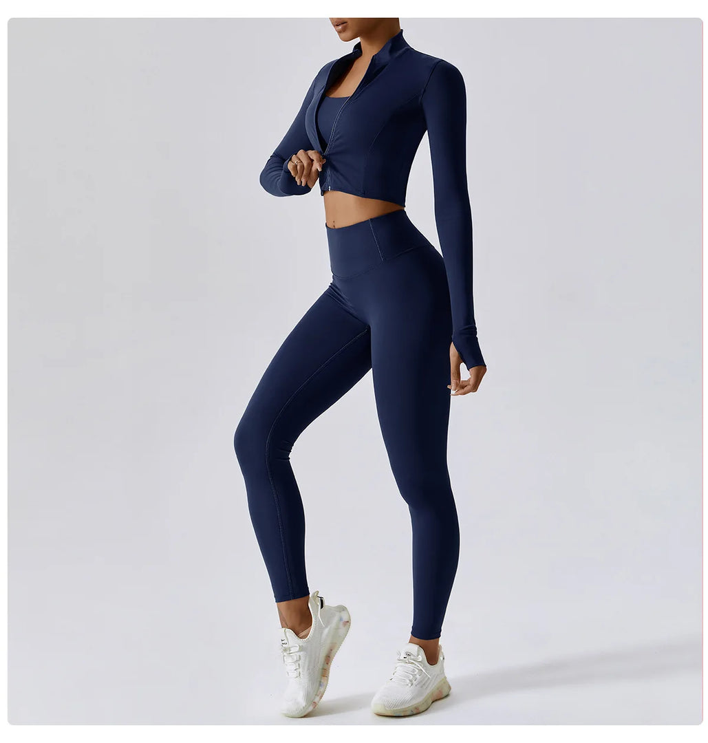 Three Piece Contoured Yoga Set Athleisure Signature