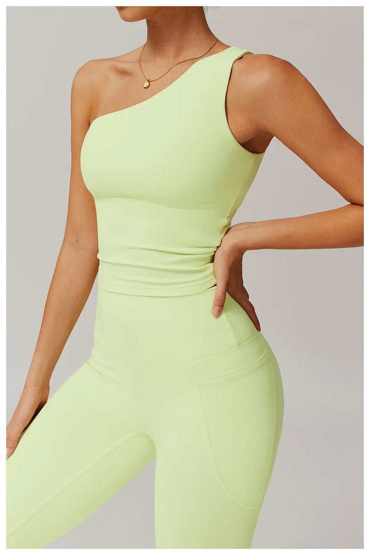 Single Shoulder Sport Bra Sculpt Contour Breathable