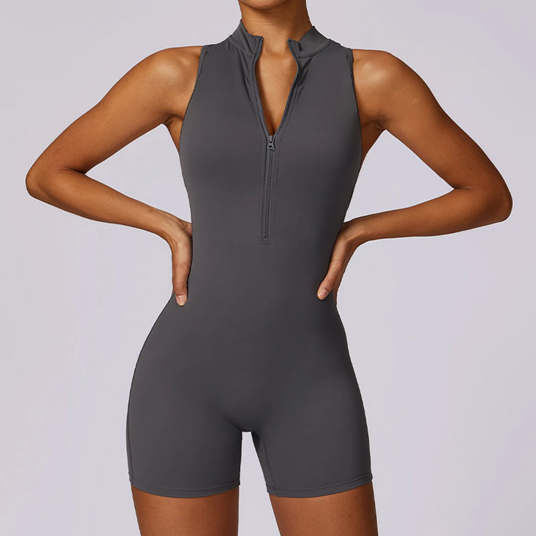 Luxurious Contour Performance Zip Front Yoga Romper