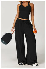 Load image into Gallery viewer, Breathable Contour Drawstring Wide Leg Athletic Pants
