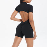 Load image into Gallery viewer, Light Weight Zippered Short Sleeve Jumpsuit Nylon Fabric
