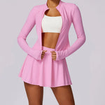 Load image into Gallery viewer, Luxurious Contoured Yoga Set Zippered Front Seamless Nylon
