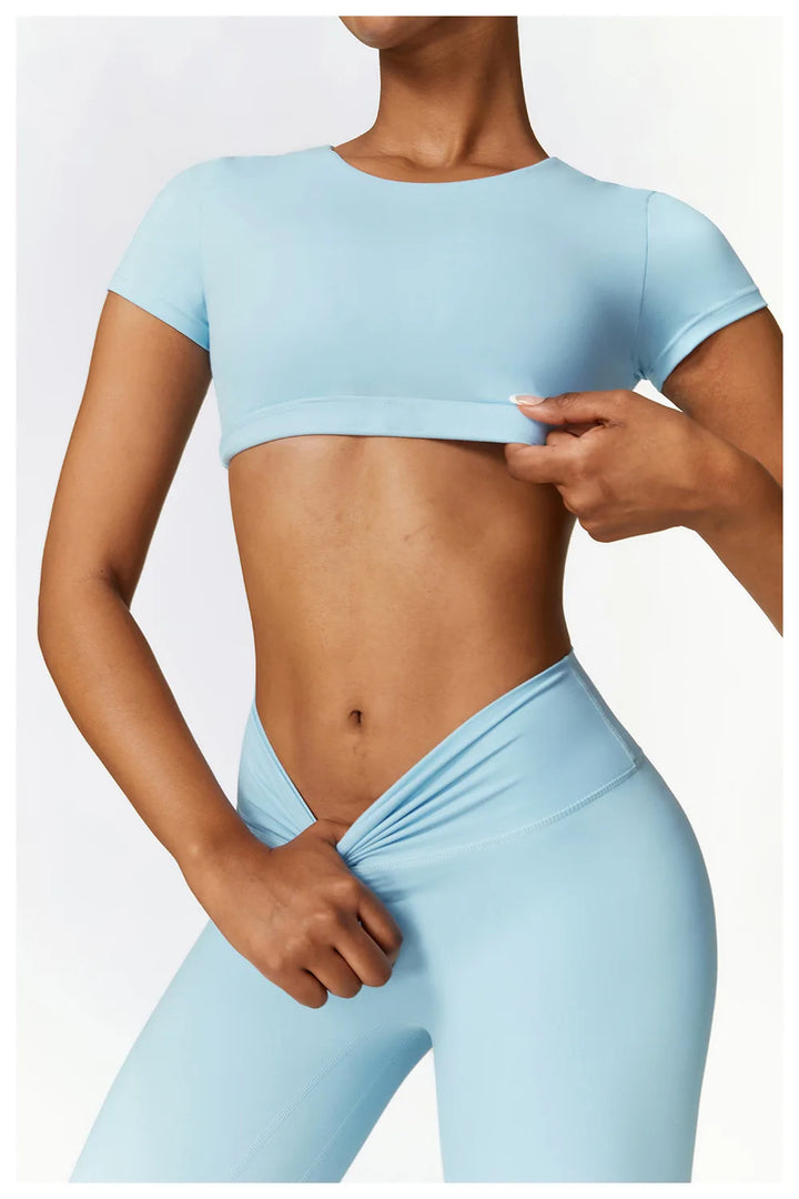 Seamless Contour Fit Yoga Crop Top Light Weight Nylon Knit
