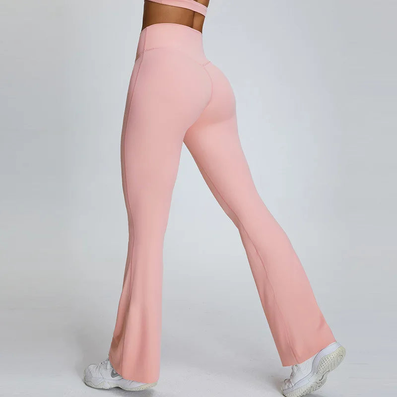 Seamless High Waist Contoured Flare Leggings For Training