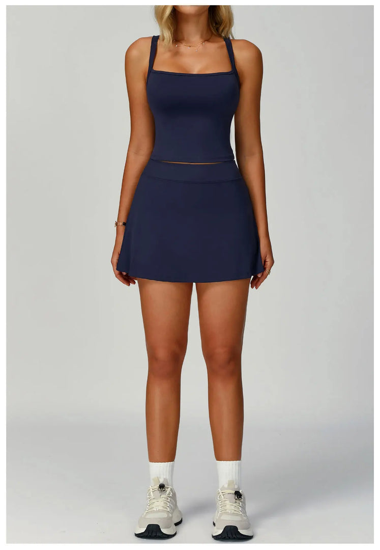 Luxe Contour 2 Piece Yoga Wear Ensemble Nylon Knit Fabric