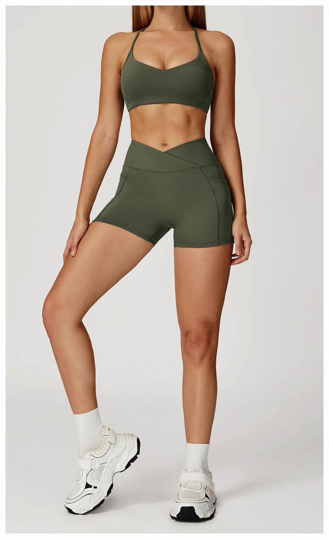 Two Piece Contoured Seamless Performance Athletic Set Nylon